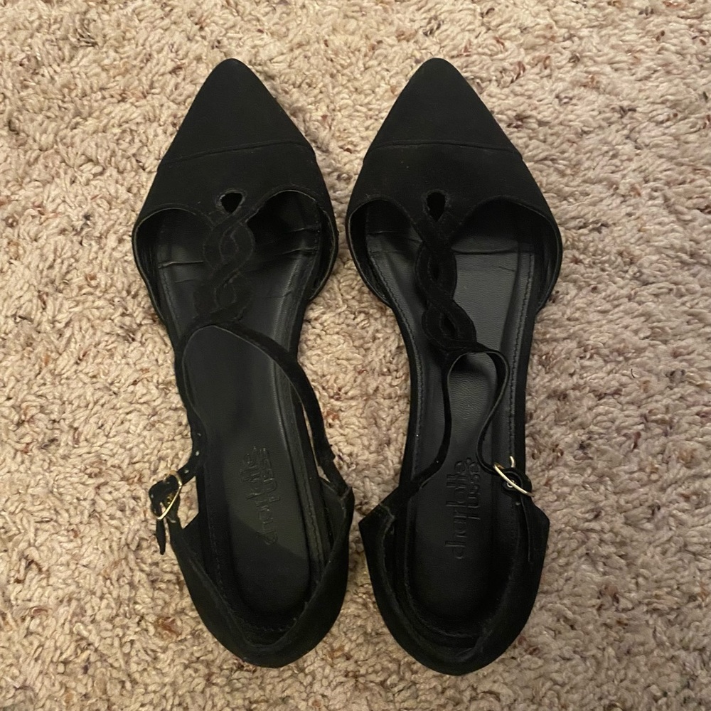Charlotte Russe Black Suede Pointed Toe Flats